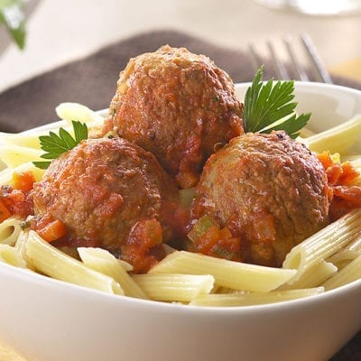Meatballs on pasta