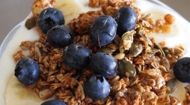 yogurt with granola and blueberry cup