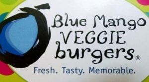 blue mango veggie burger logo graphic