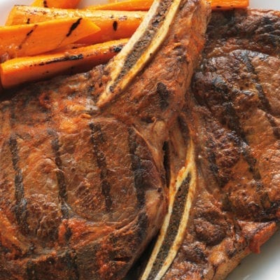 steak with carrots