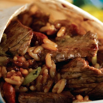 beef, bean and rice burrito, wrap