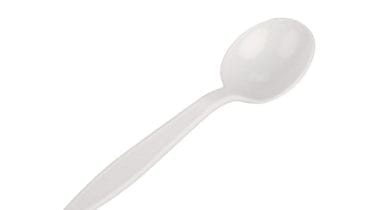 white plastic spoon