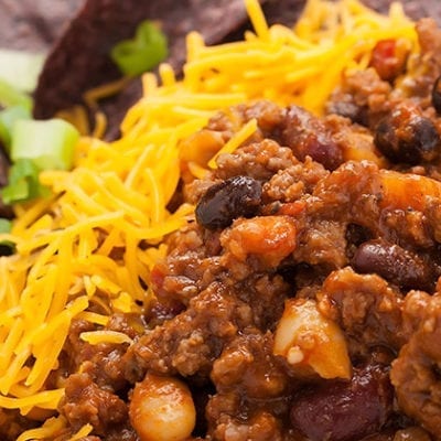 bbq chili with shredded cheese