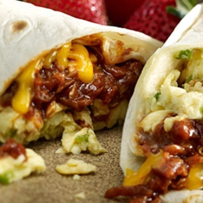 southwest burrito with eggs and beef