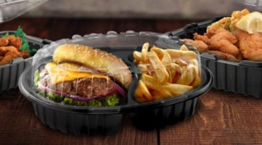 anchor take out containers with burger and fries 