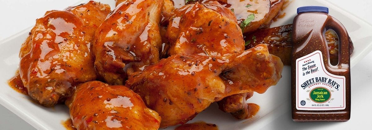 sauce covered chicken wings