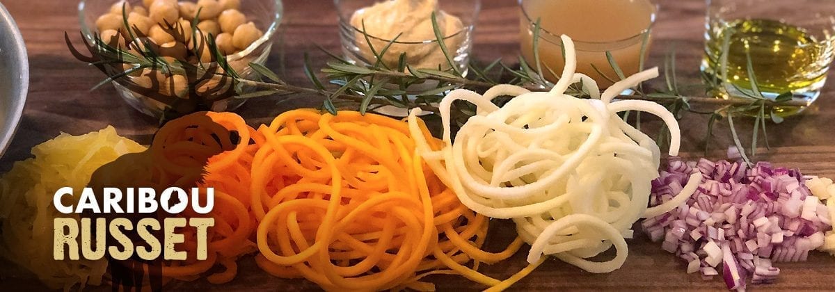 spiral cut vegetables, potato pasta