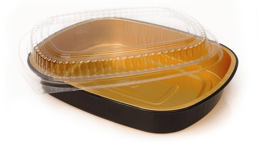 gold black foil takeout container