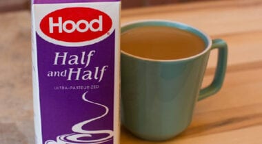 hood half and half with cup of coffee