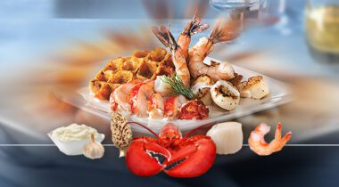 waffle seafood dish graphic